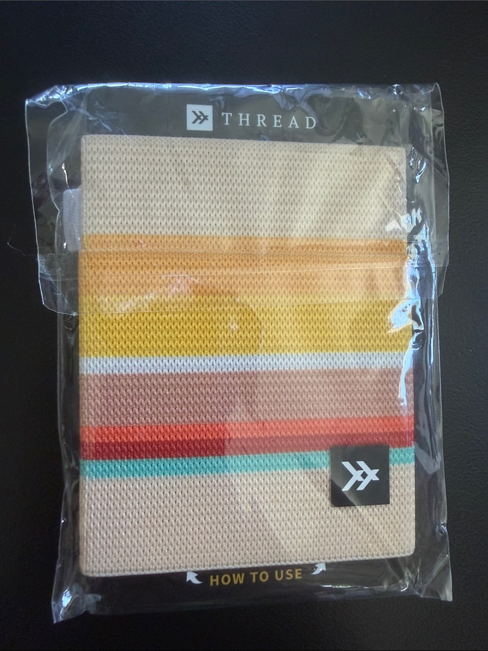 THREAD Striped stretch pocket wallet + card holder - Cream Yellow Coral Teal